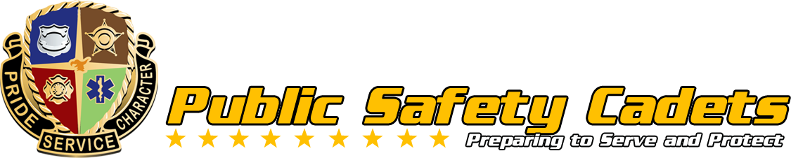 Public Safety Cadet Logo. Preparing to Serve and Protect.