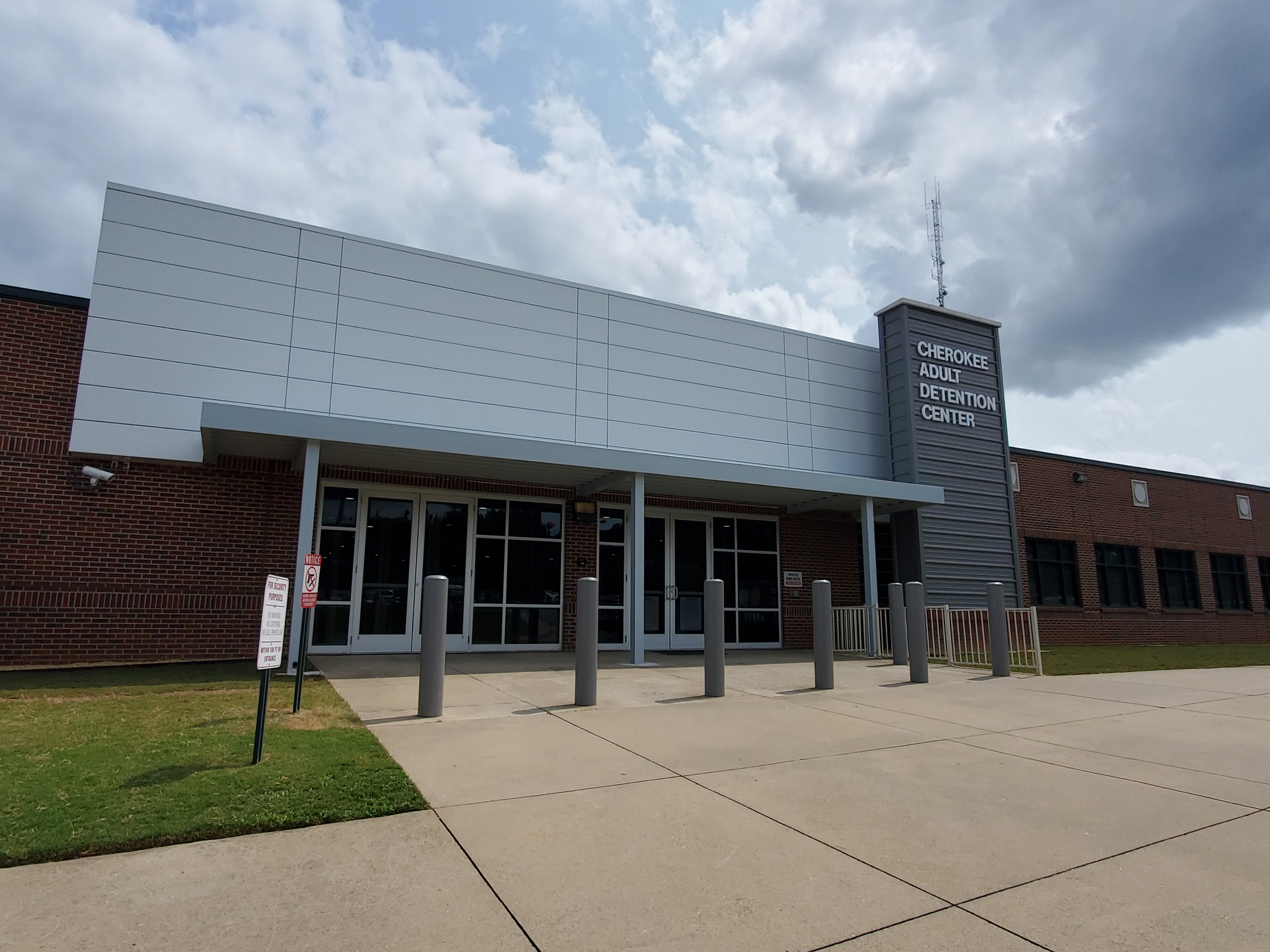 An Exterior view of the Cherokee Adult Detention Center.